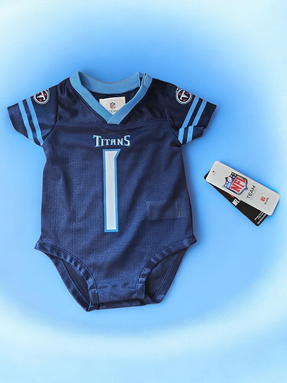 NFL Tennessee Titans Navy and Light Blue Baby One-Piece Bodysuit 0/3 Months
